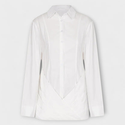 Indie - Abito camicia bianco plissettato a maniche lunghe