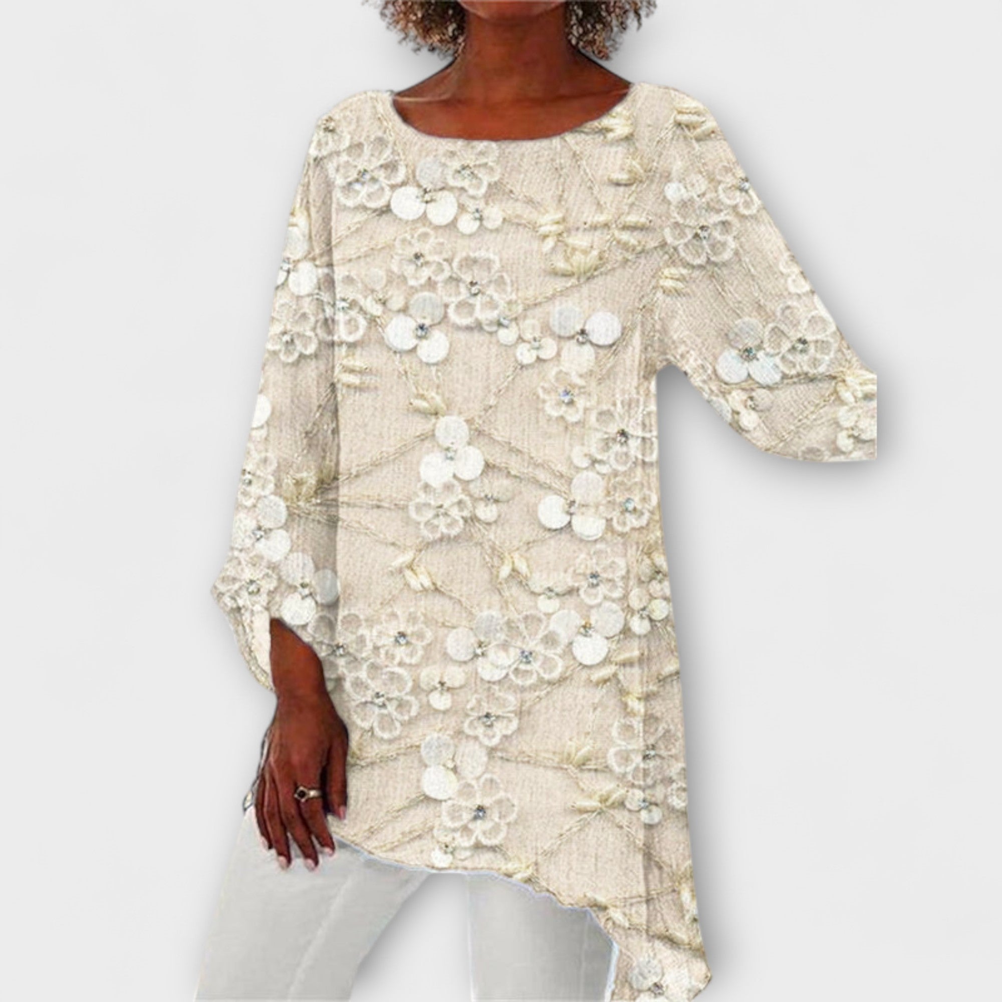 Harper - Blusa con stampa floreale di cristallo