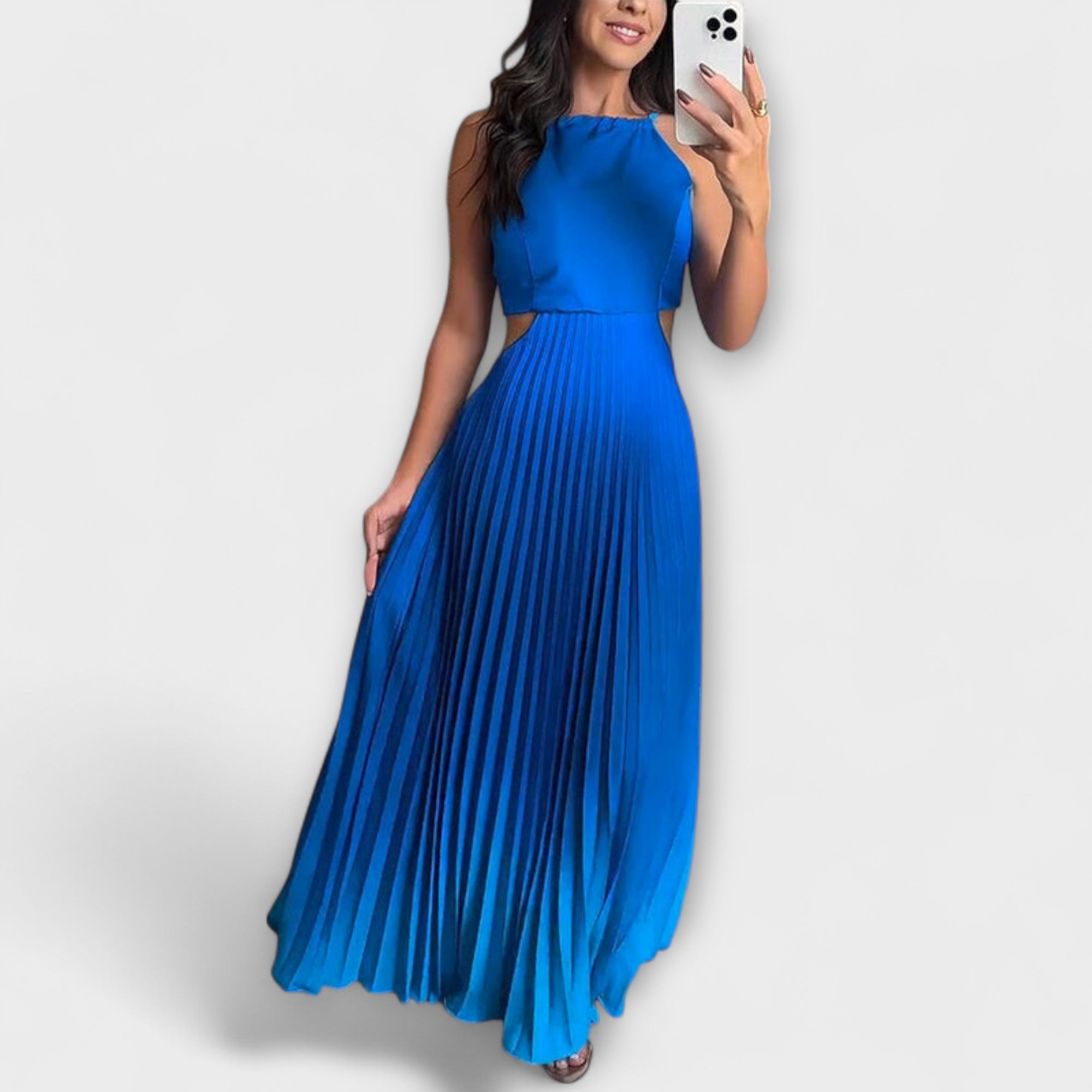 Haven - Elegante Abito Maxy a Pieghe con Scollo Ritorno