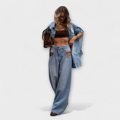 Blair - Set in denim senza maniche a taglio ampio