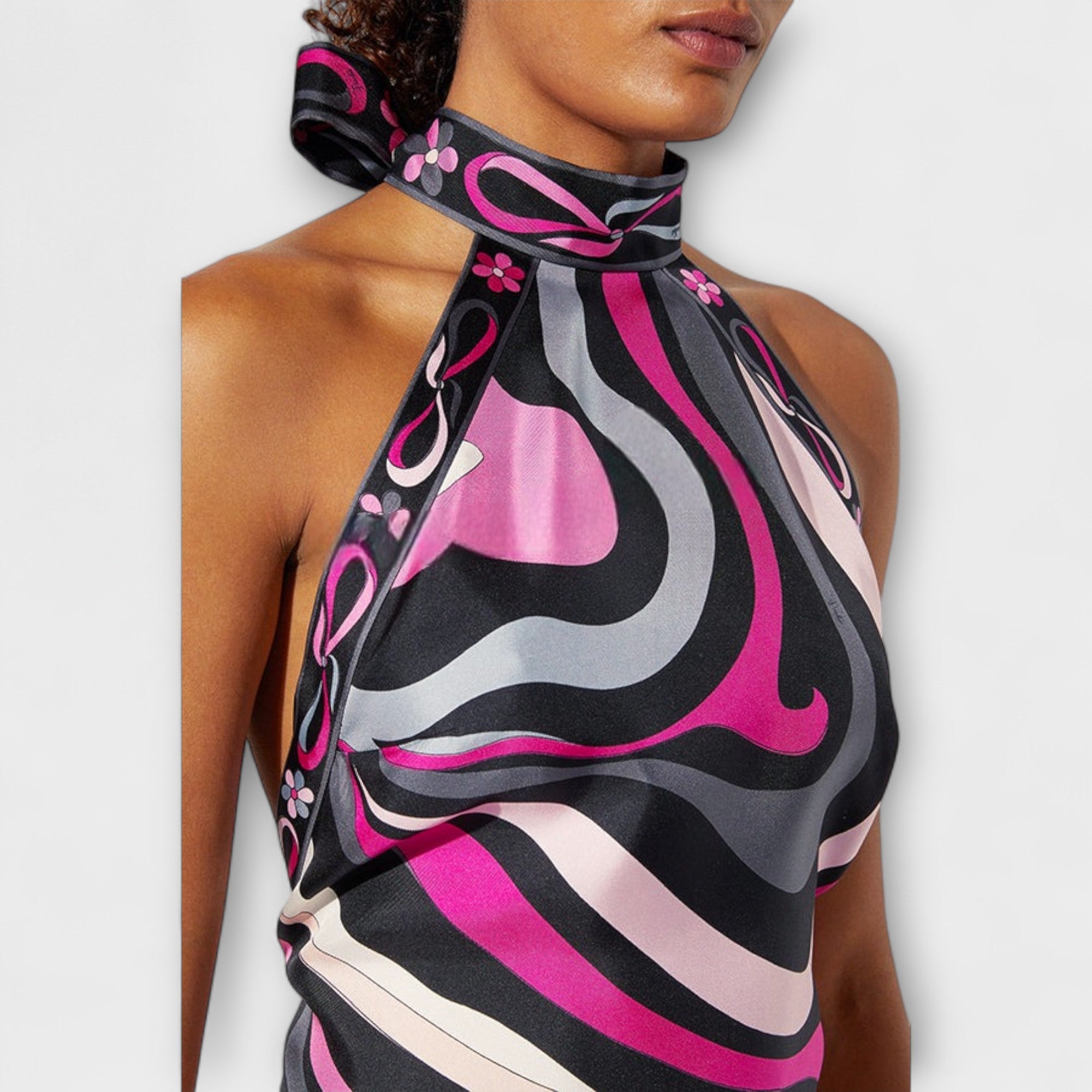 Everly - Set di top con collo halter e gonna midi asimmetrica