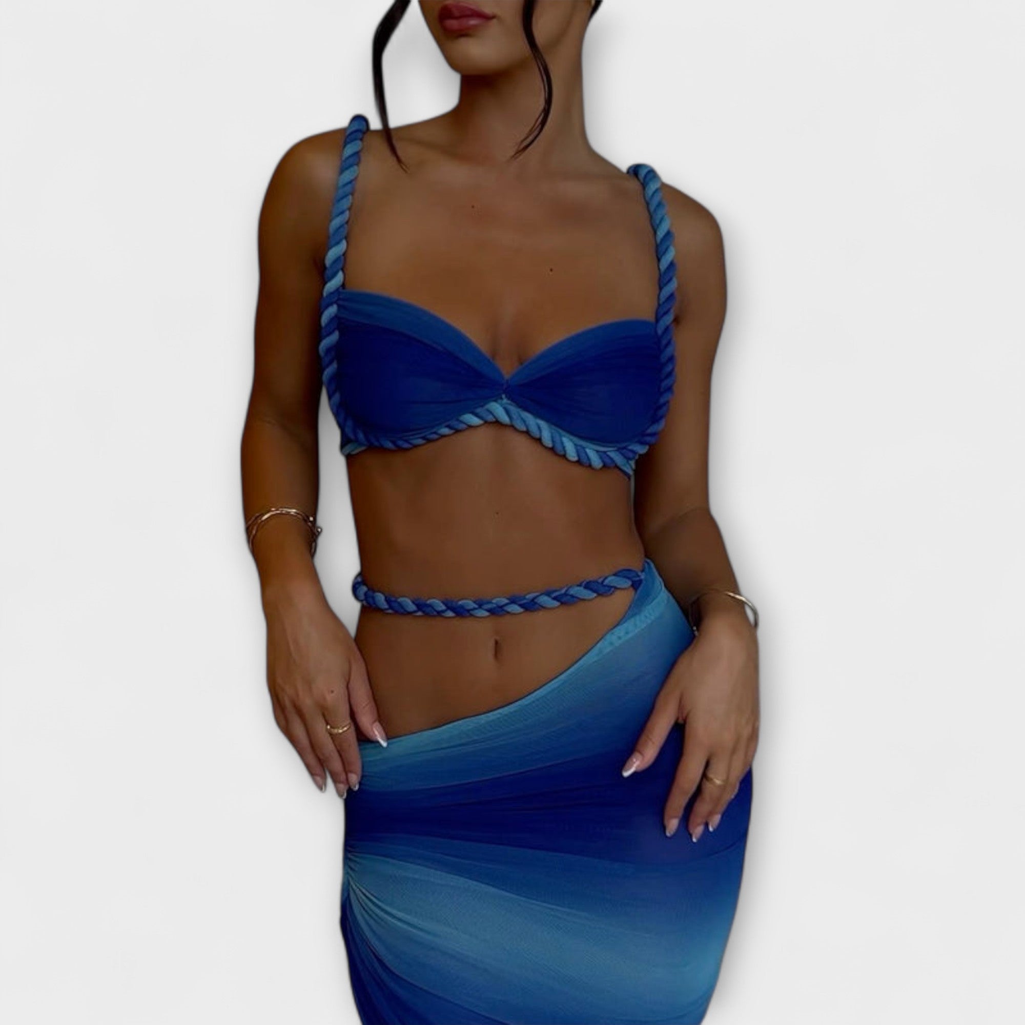 Jane - Elegante Crop Top con Gradient e Duo di Gonna
