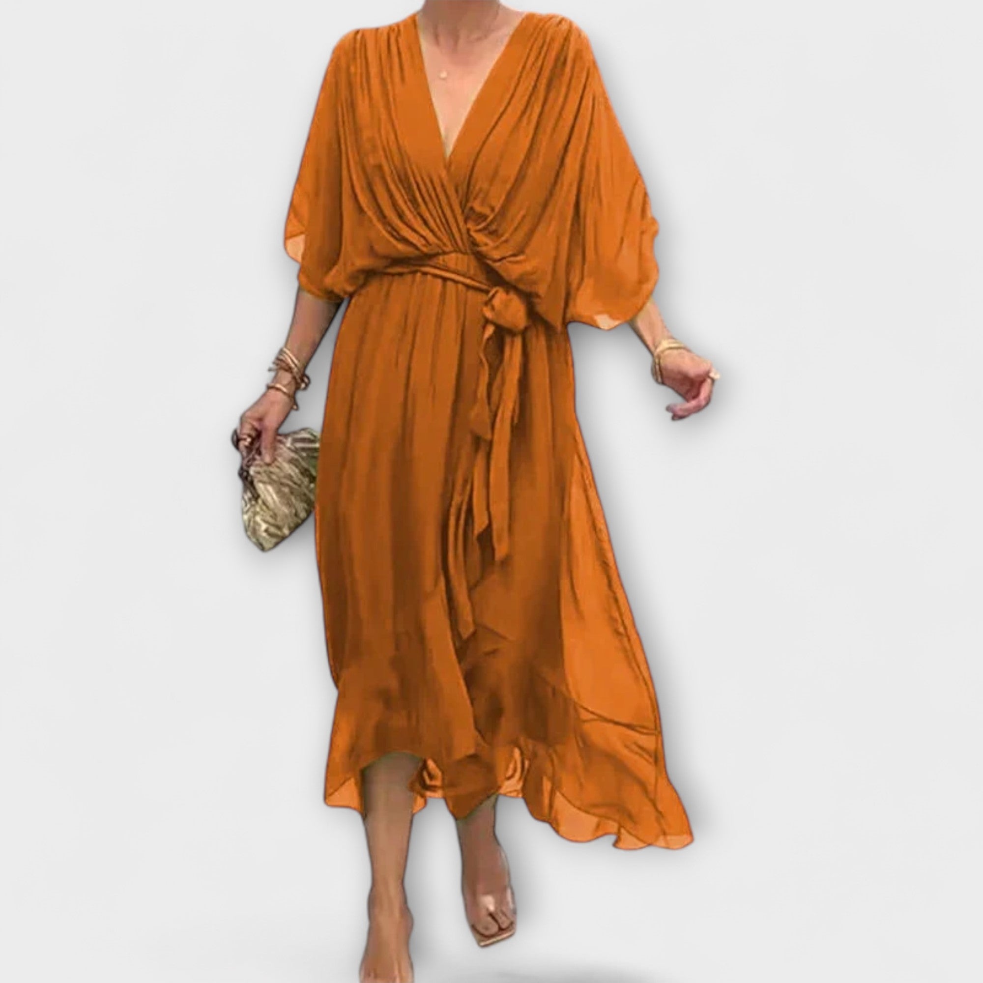 Amoura - Abito in chiffon con scollatura a V