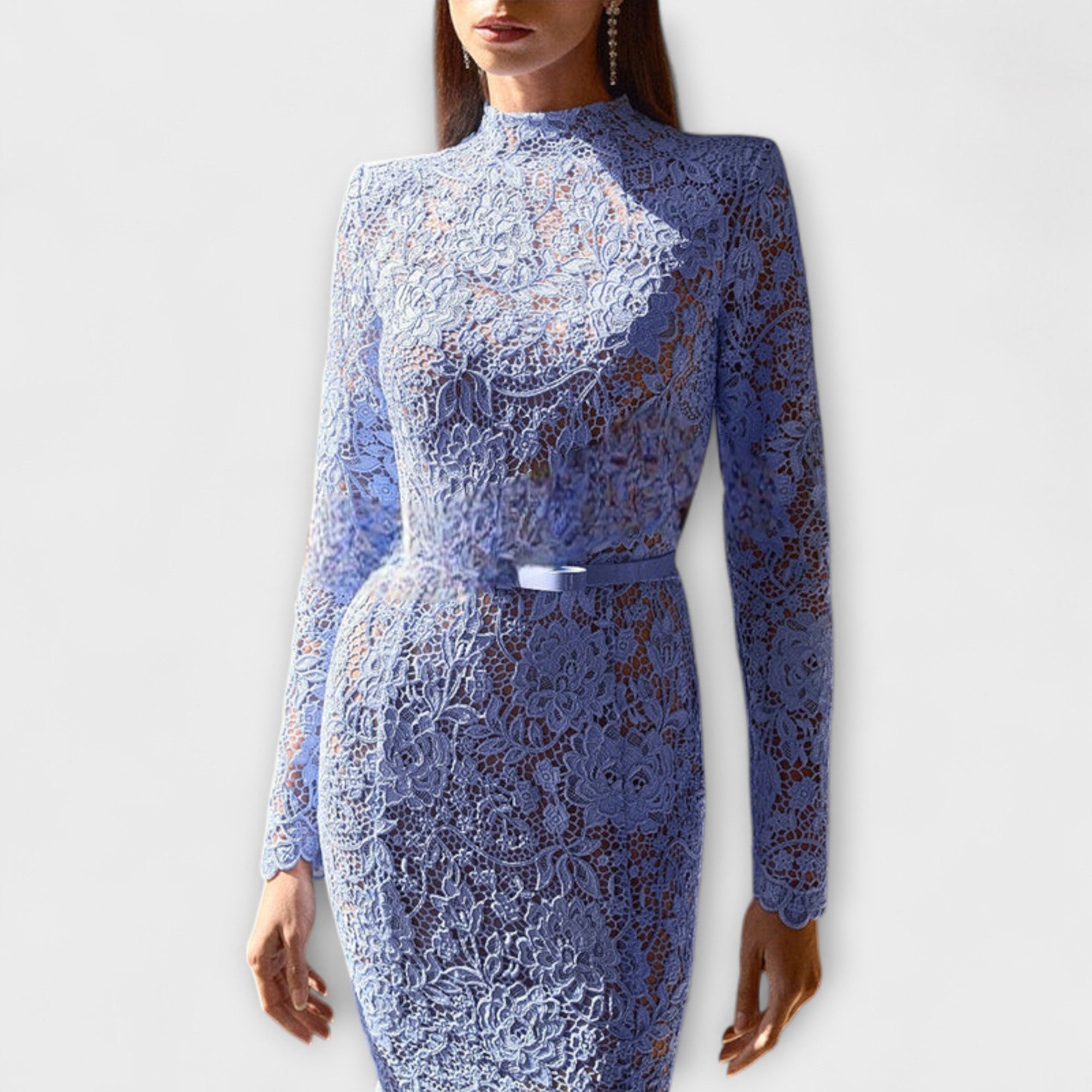 Freya - Elegante Vestito Midi in Pizzo Floreale