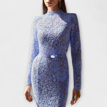 Freya - Elegante Vestito Midi in Pizzo Floreale