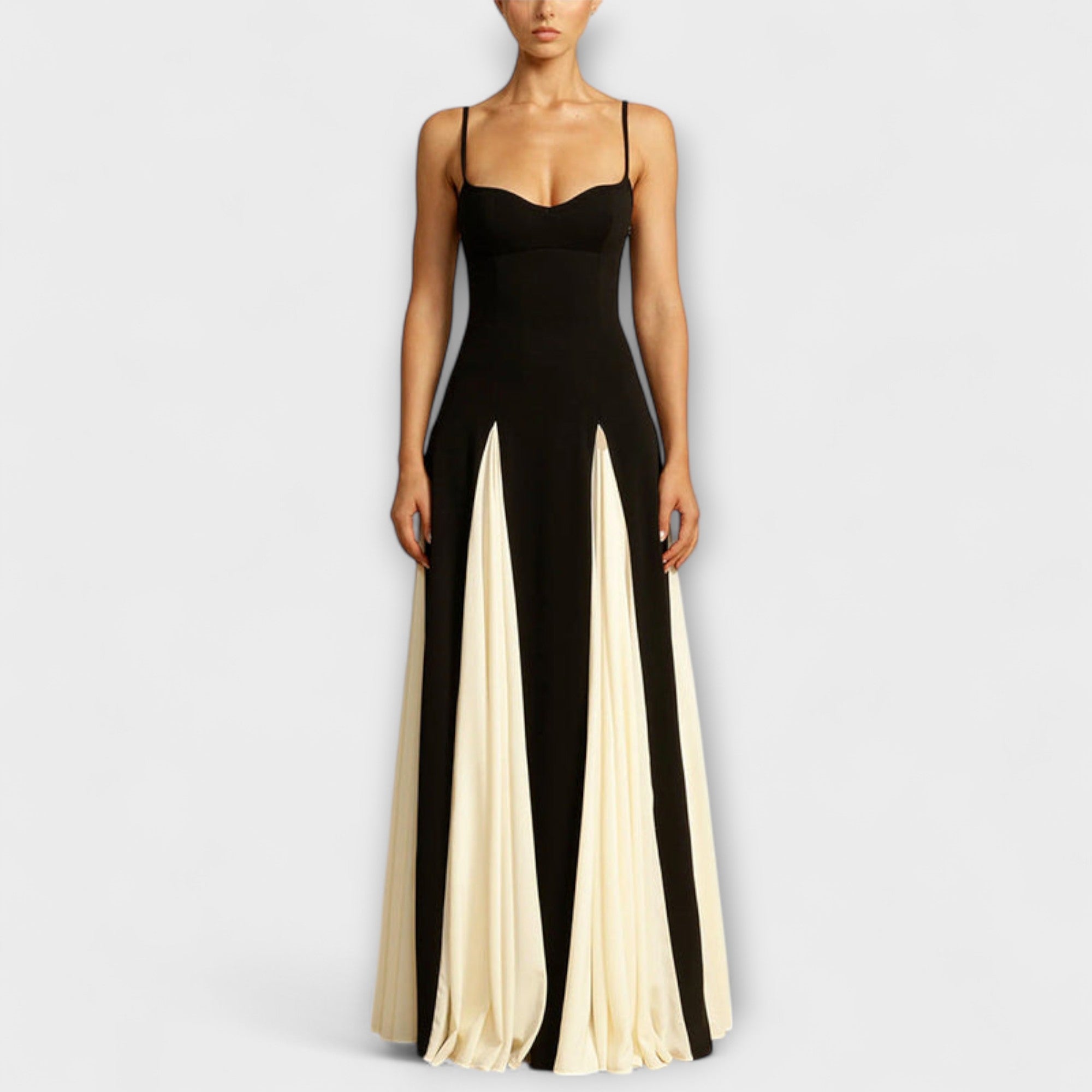 Ember - Eleganza Classica Abito Maxi A-Line con Pannelli in Tulle