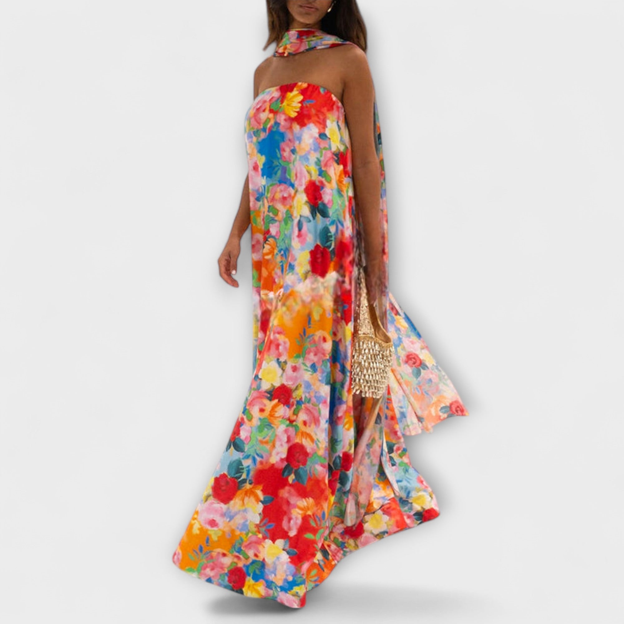 Harlow - Abito Maxi Floreale Off-Shoulder