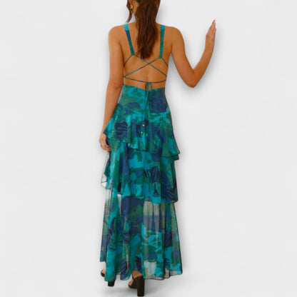 Domenica - Abito in chiffon con scollatura a V e strati fluidi