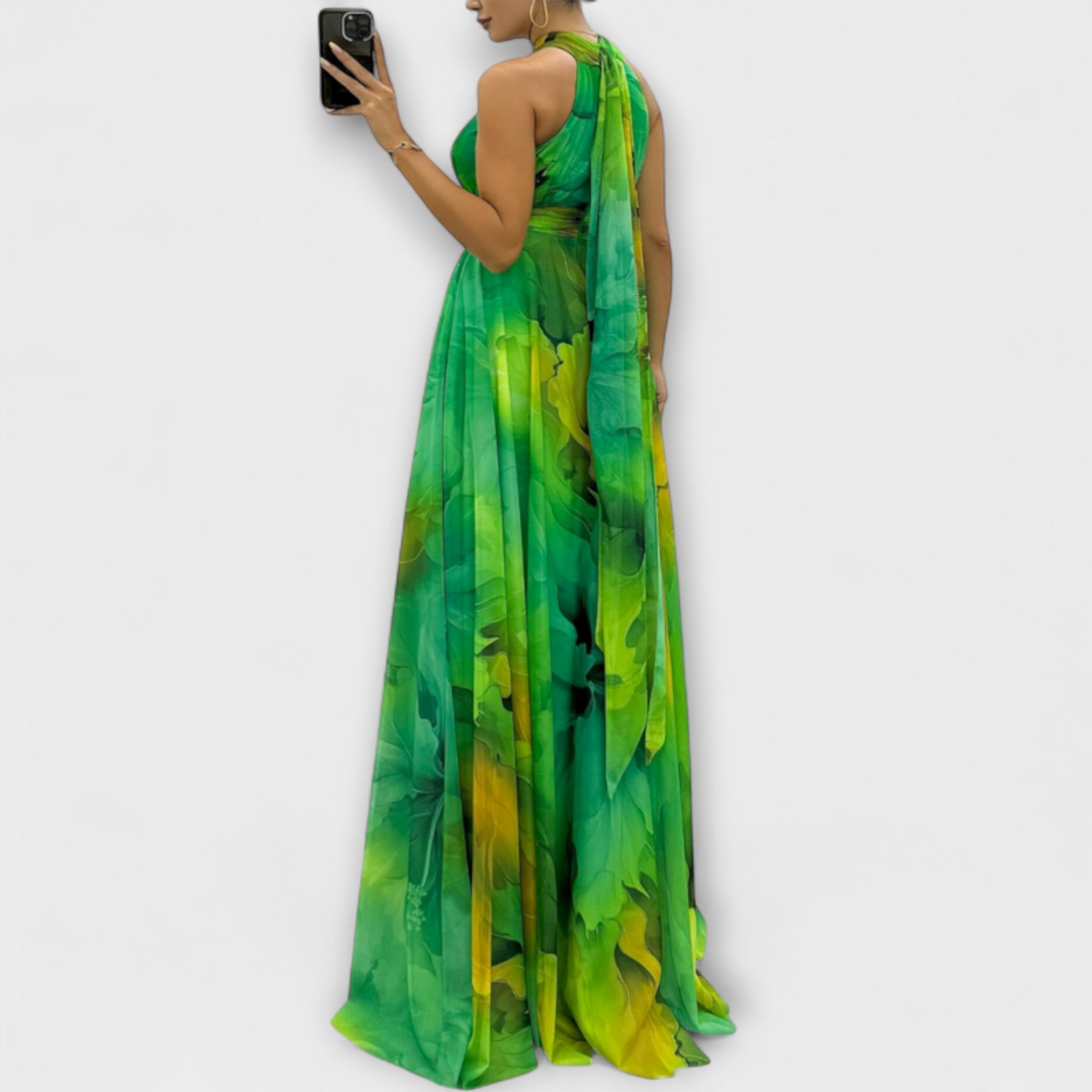 Isalie – Maxidress in chiffon con stampa floreale