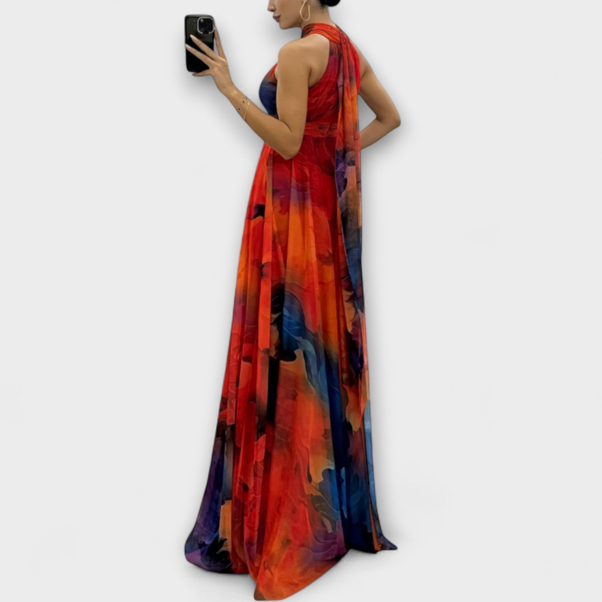 Isalie – Maxidress in chiffon con stampa floreale
