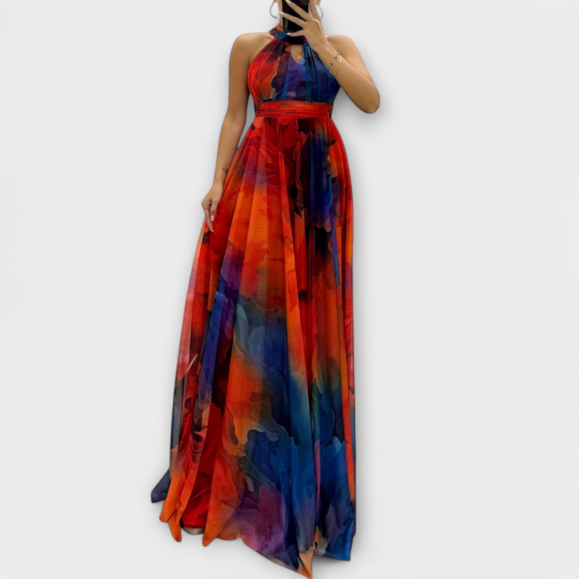 Isalie – Maxidress in chiffon con stampa floreale