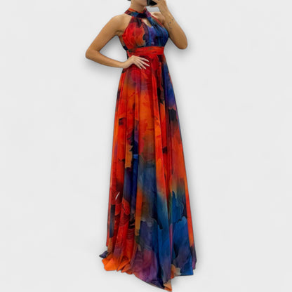Isalie – Maxidress in chiffon con stampa floreale