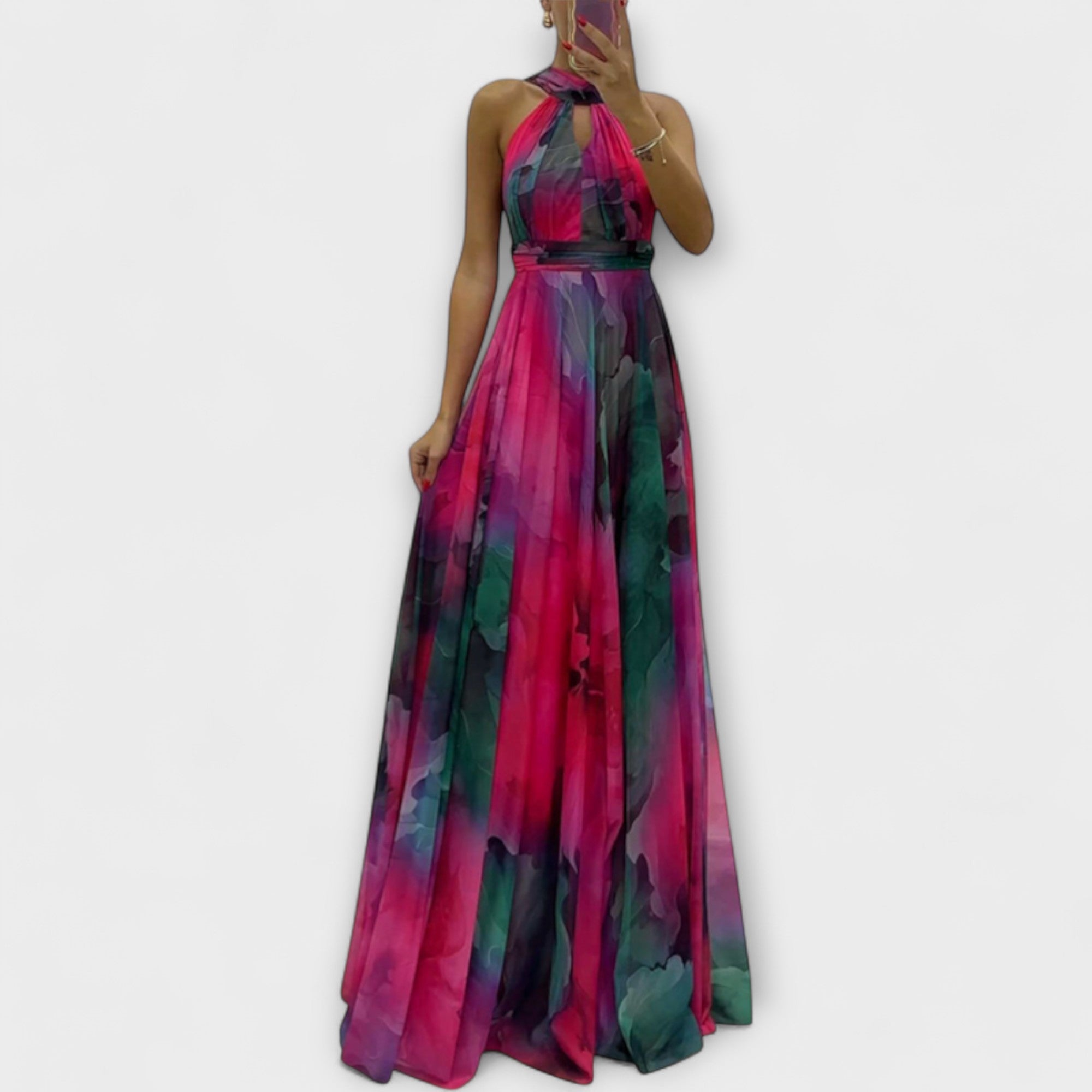Isalie – Maxidress in chiffon con stampa floreale