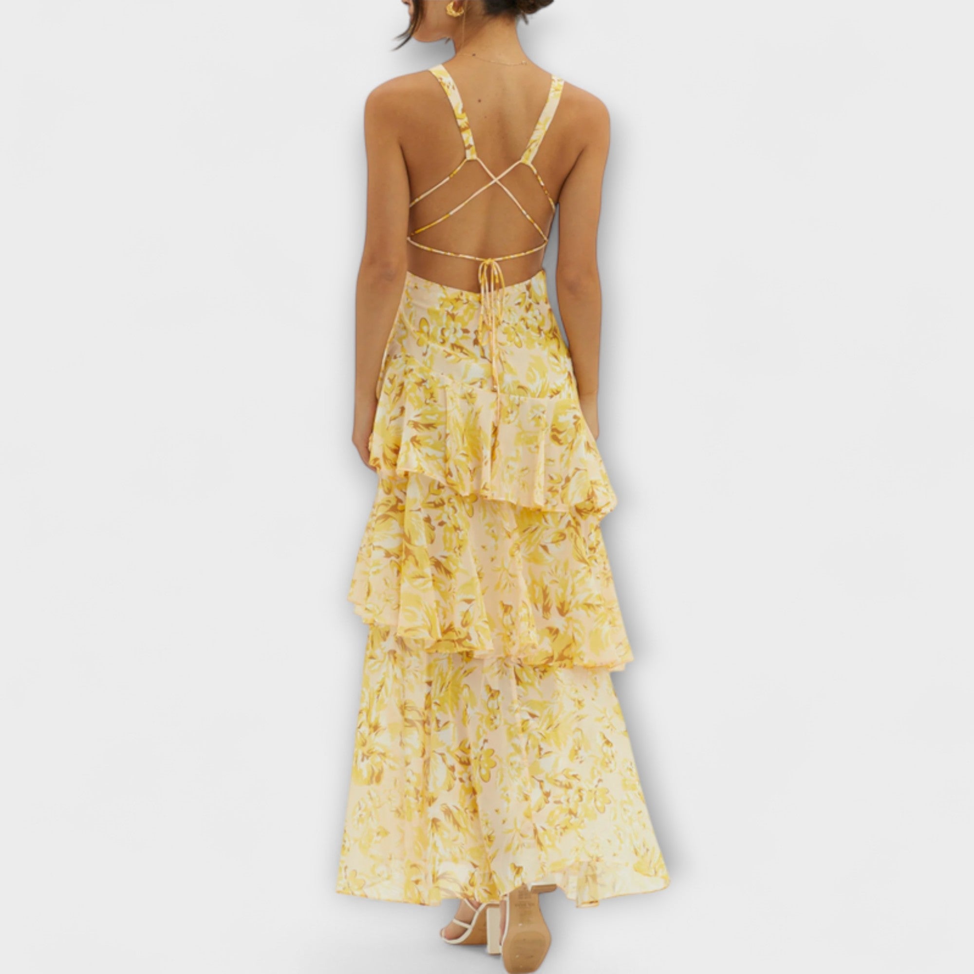 Domenica - Abito in chiffon con scollatura a V e strati fluidi
