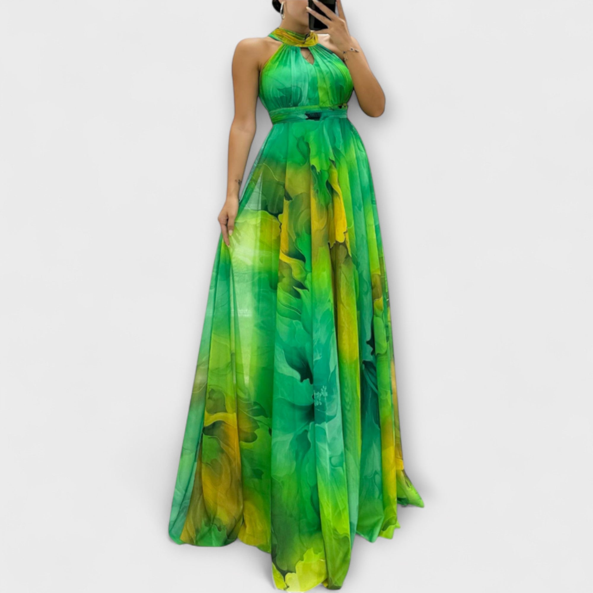 Isalie – Maxidress in chiffon con stampa floreale