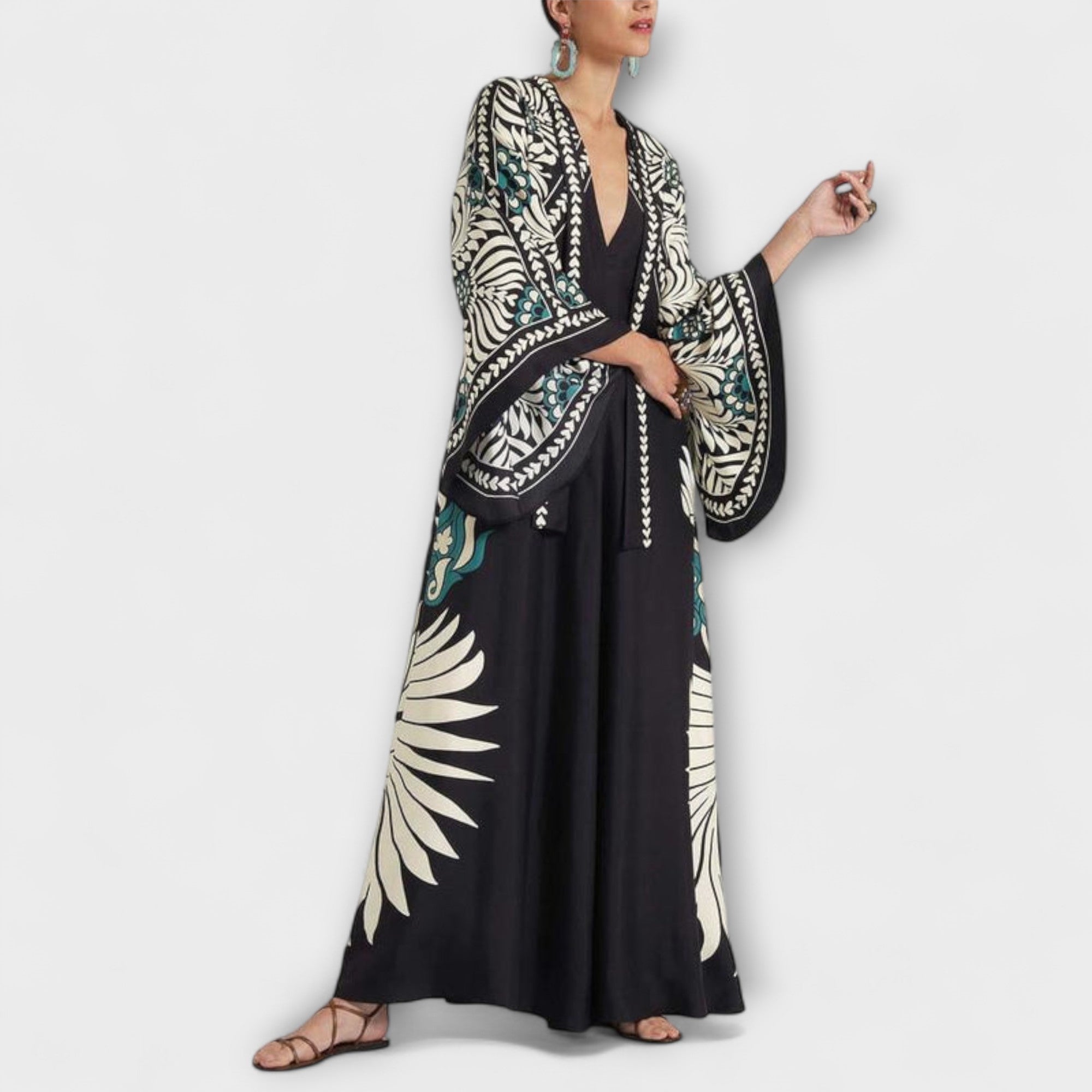Giselle - Elegante Abito Maxi Fluido con Motivo Floreale