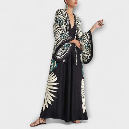 Giselle - Elegante Abito Maxi Fluido con Motivo Floreale