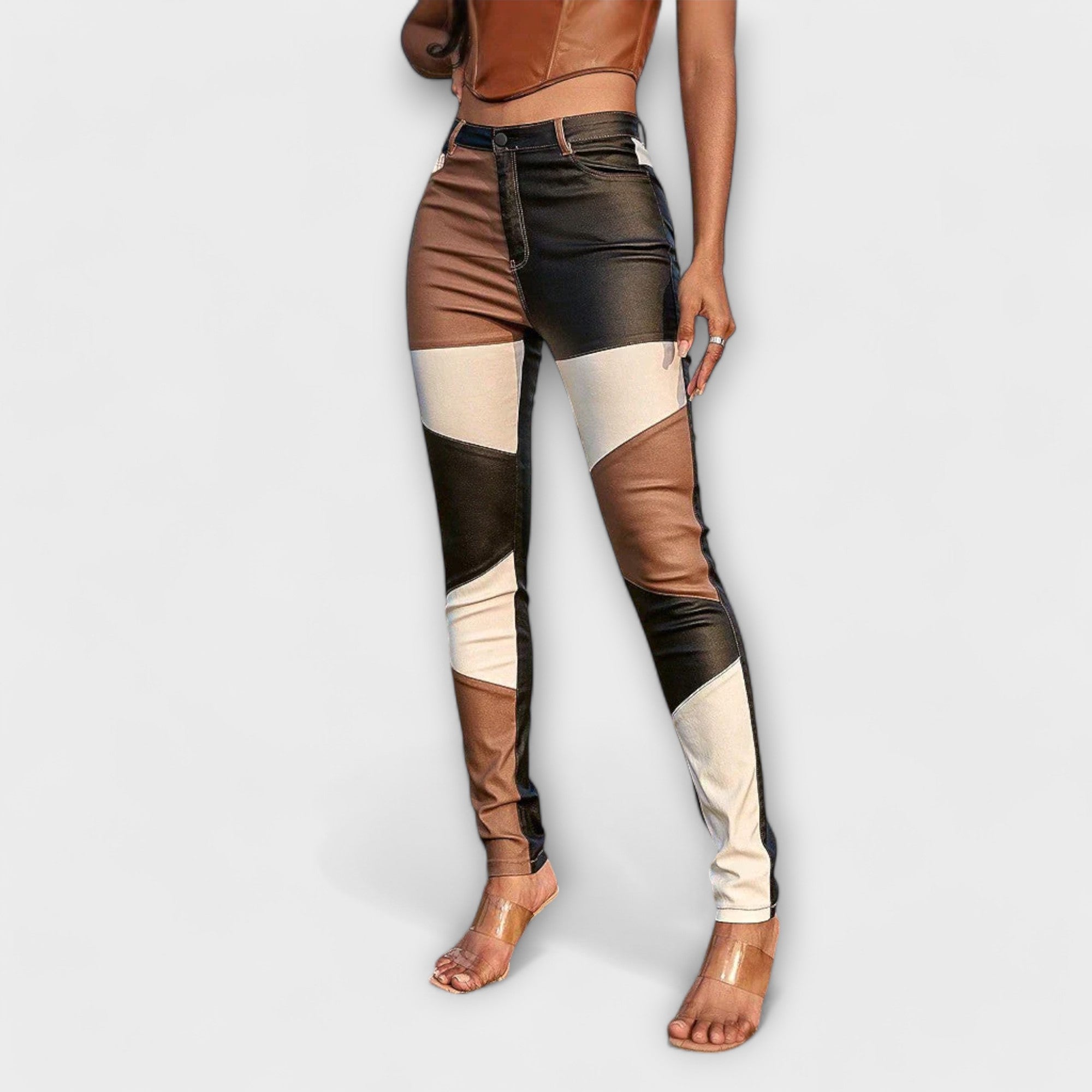 Calliope - Pantaloni a tubo con motivo a blocchi di colore