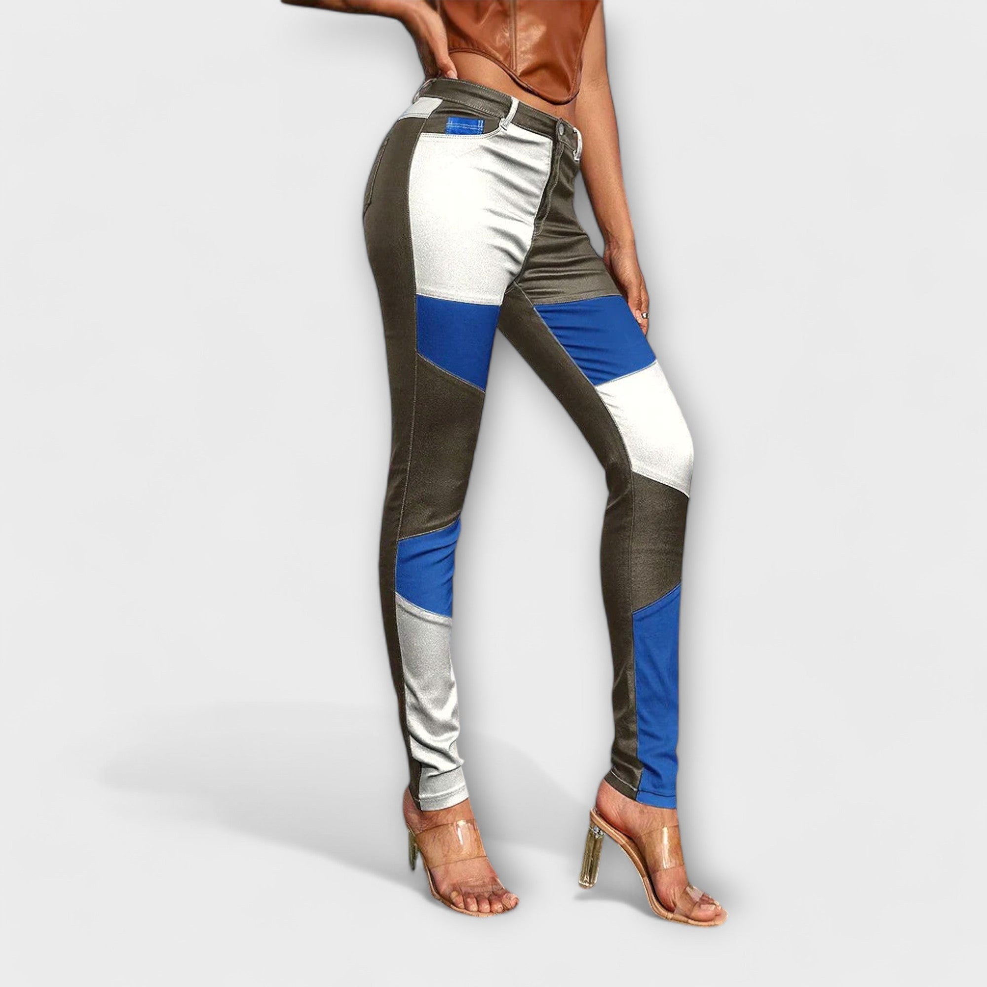 Calliope - Pantaloni a tubo con motivo a blocchi di colore