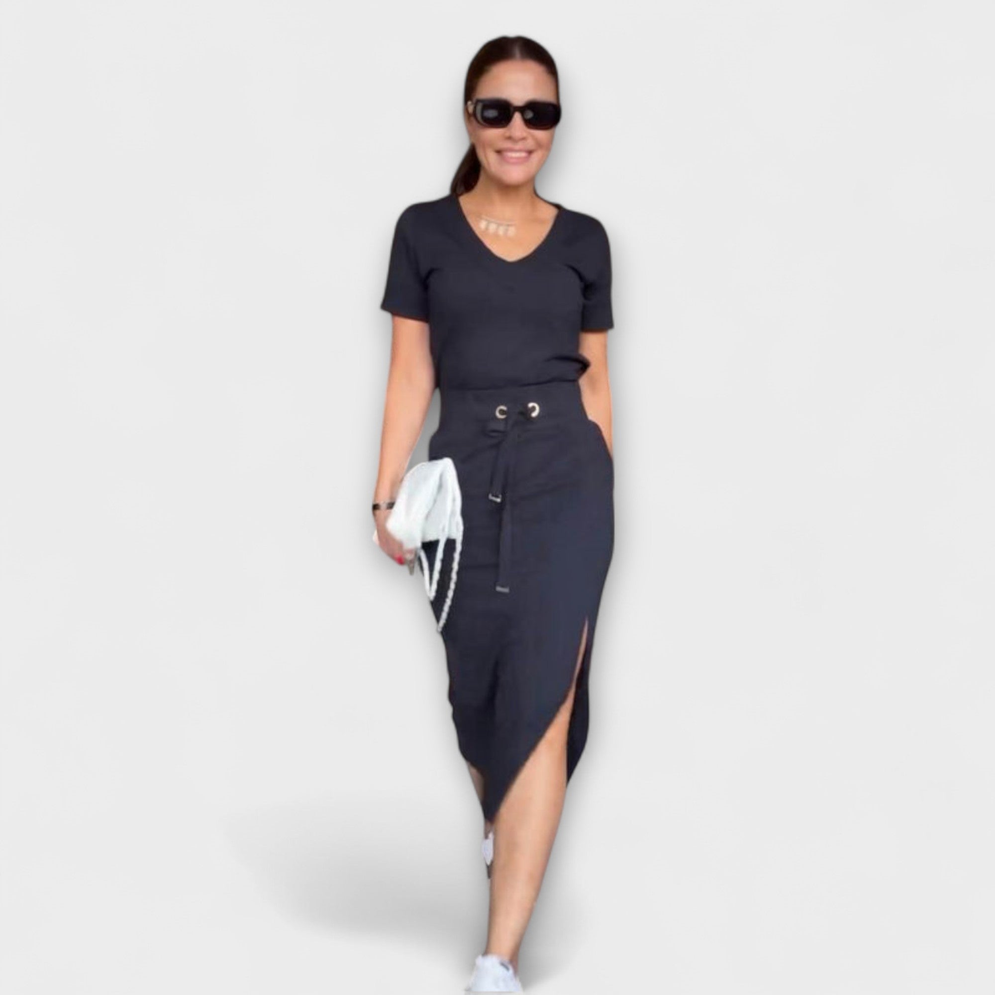 Danielle - Top elegante con scollo a V e gonna