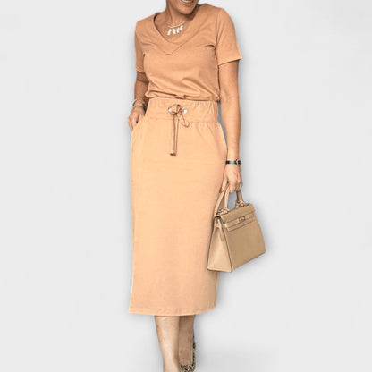 Danielle - Top elegante con scollo a V e gonna