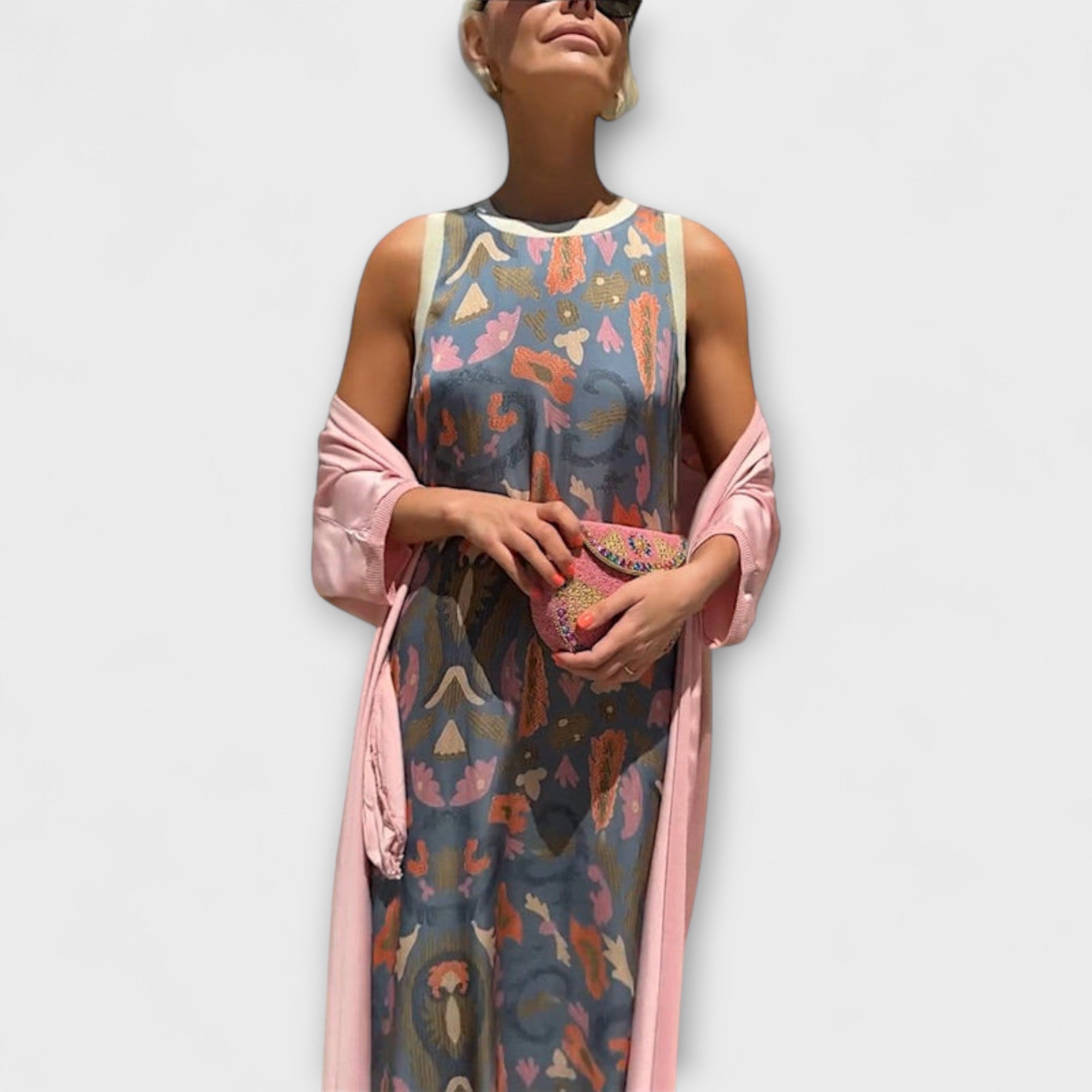 Elveria – Maxidress con cardigan abbinato