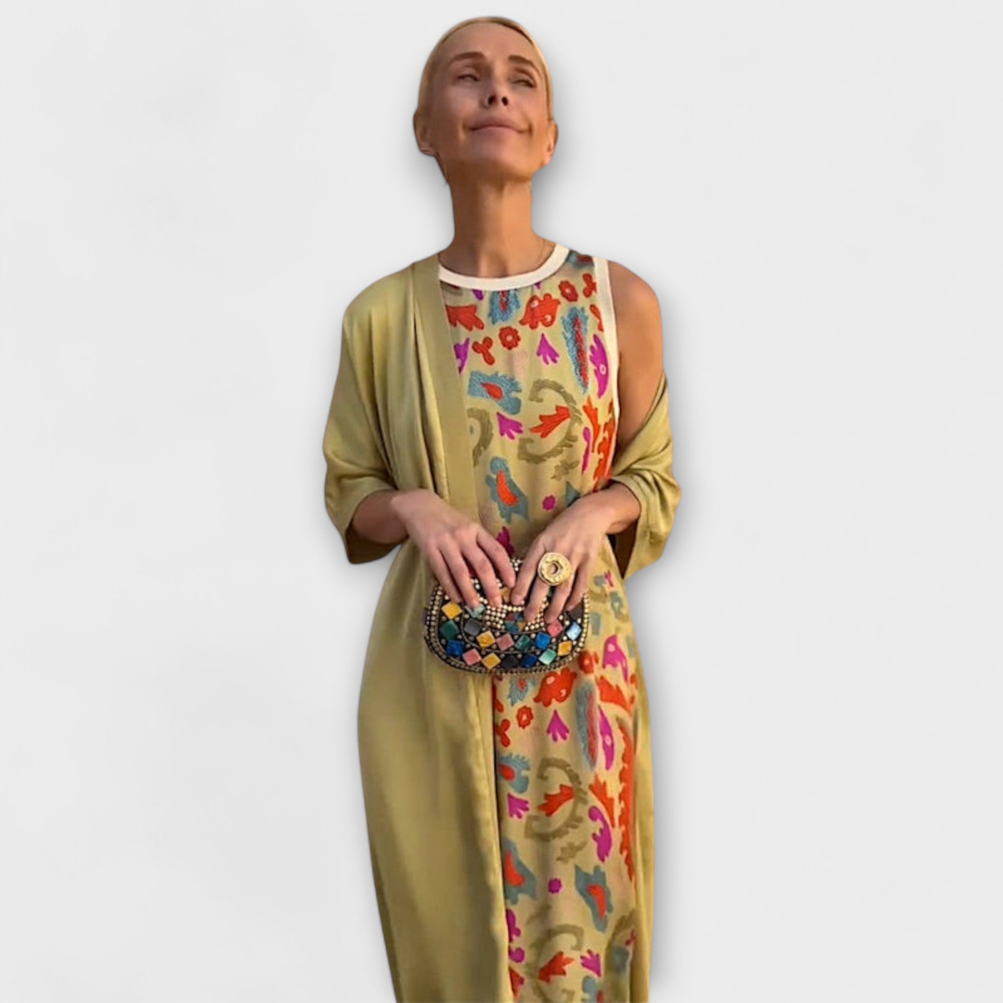 Elveria – Maxidress con cardigan abbinato